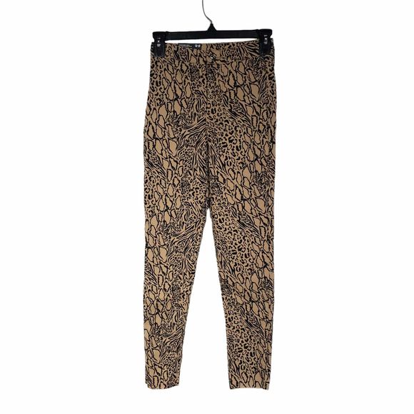 Divided by H&M size 2 Leopard Print Super Skinny Ankle Raw Hem Jeans Pants - Picture 3 of 9